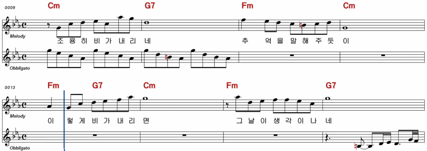 홍자(채은옥) 빗물 악보