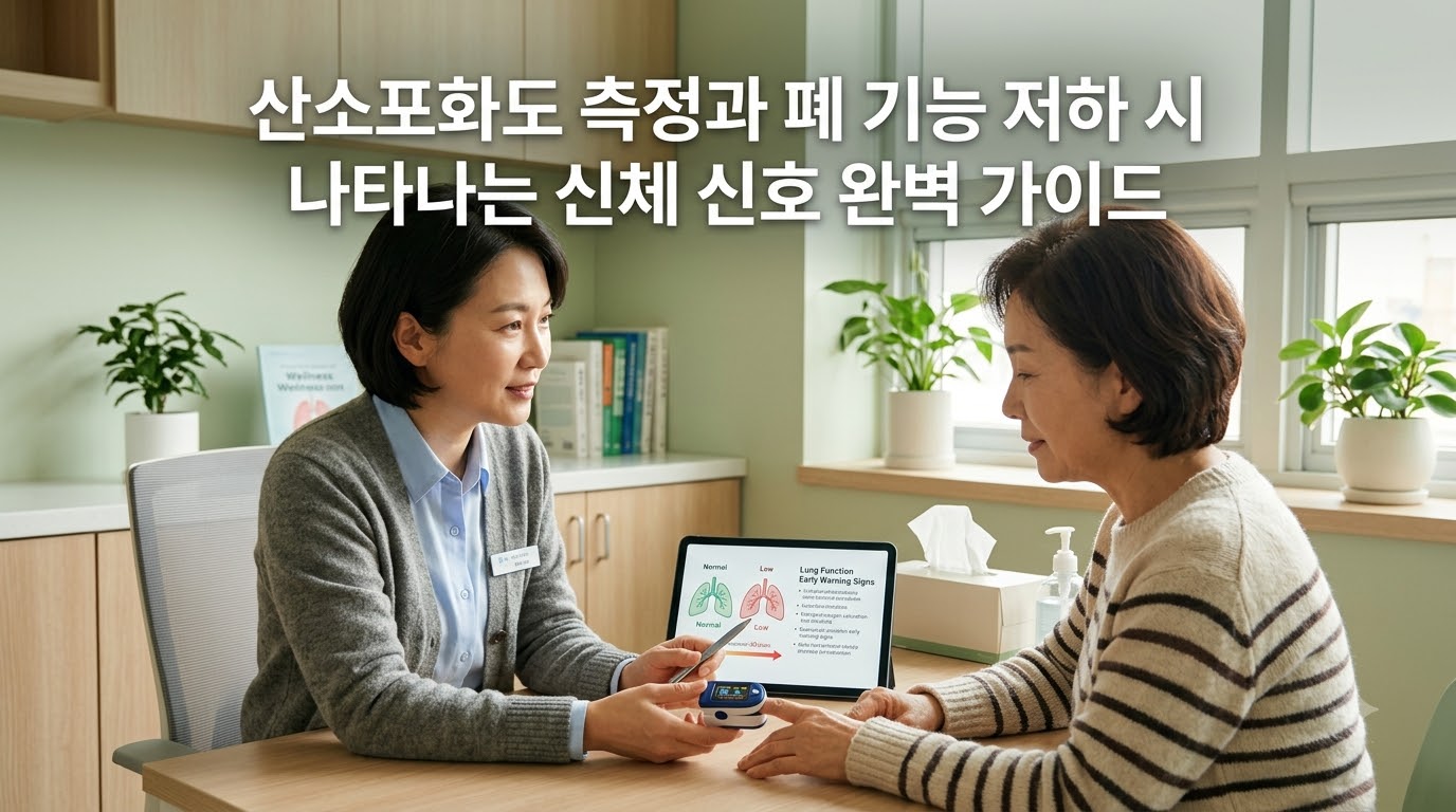 펄스 옥시미터로 산소포화도를 측정하는 모습