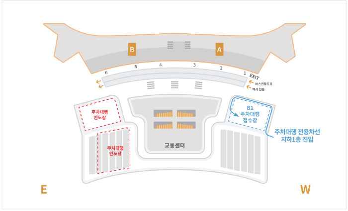 제2여객터미널-주차대행-접수장과인도장