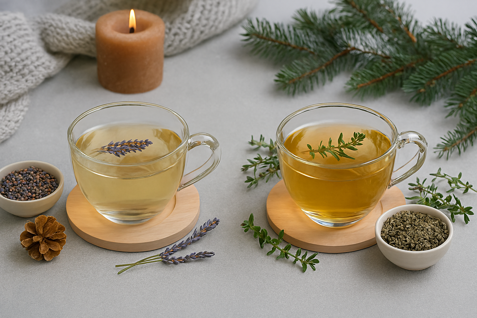 겨울철에 마시기 좋은 라벤더와 타임 허브차 이미지