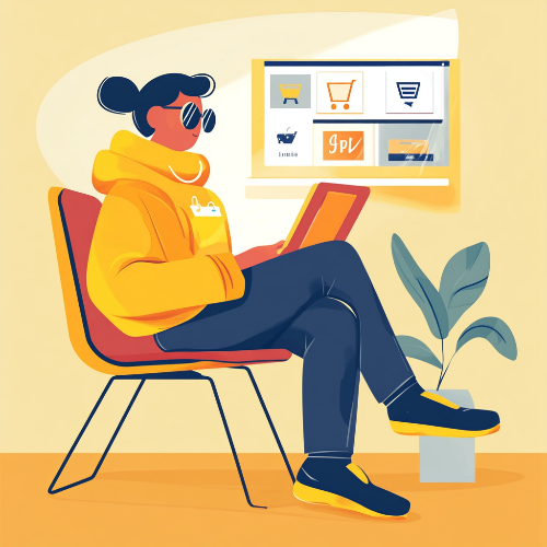 온라인 쇼핑을 하고 있는 여자