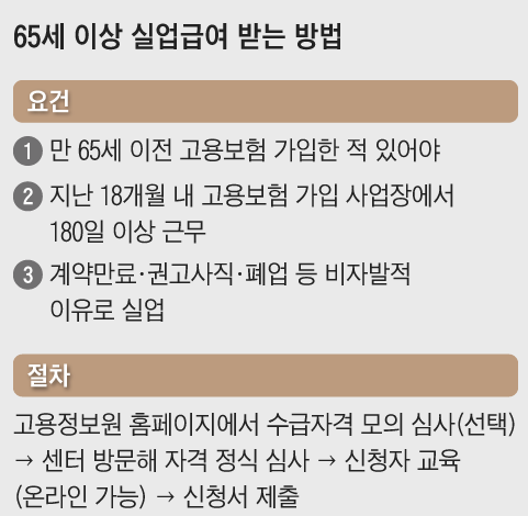 65세 이상 실업급여 받는 방법 설명 이미지