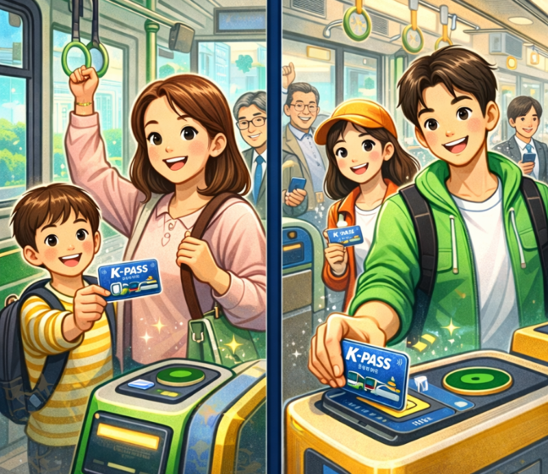 alt="K패스 모두의 카드로 버스와 지하철 대중교통을 이용하는 모습"