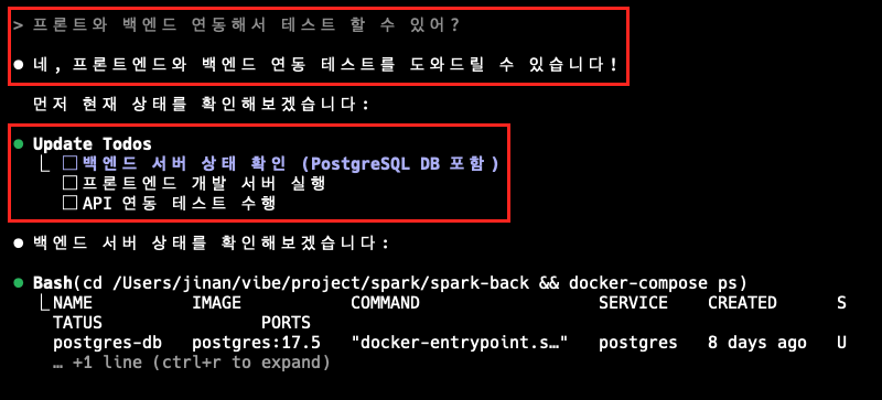 클로드 코드 백엔드 프론트 연동 검증