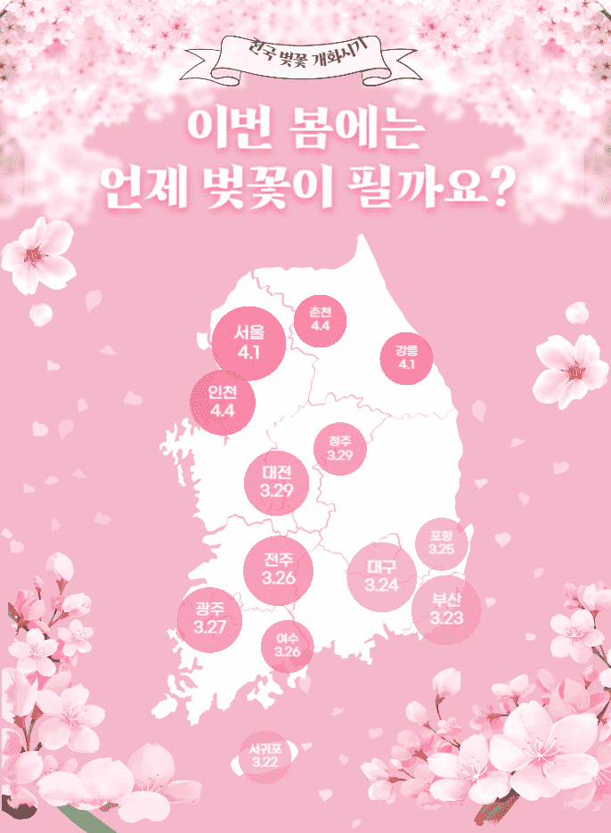 벚꽃 구경 준비! 2025년 벚꽃 개화시기와 국내 벚꽃 TOP 5