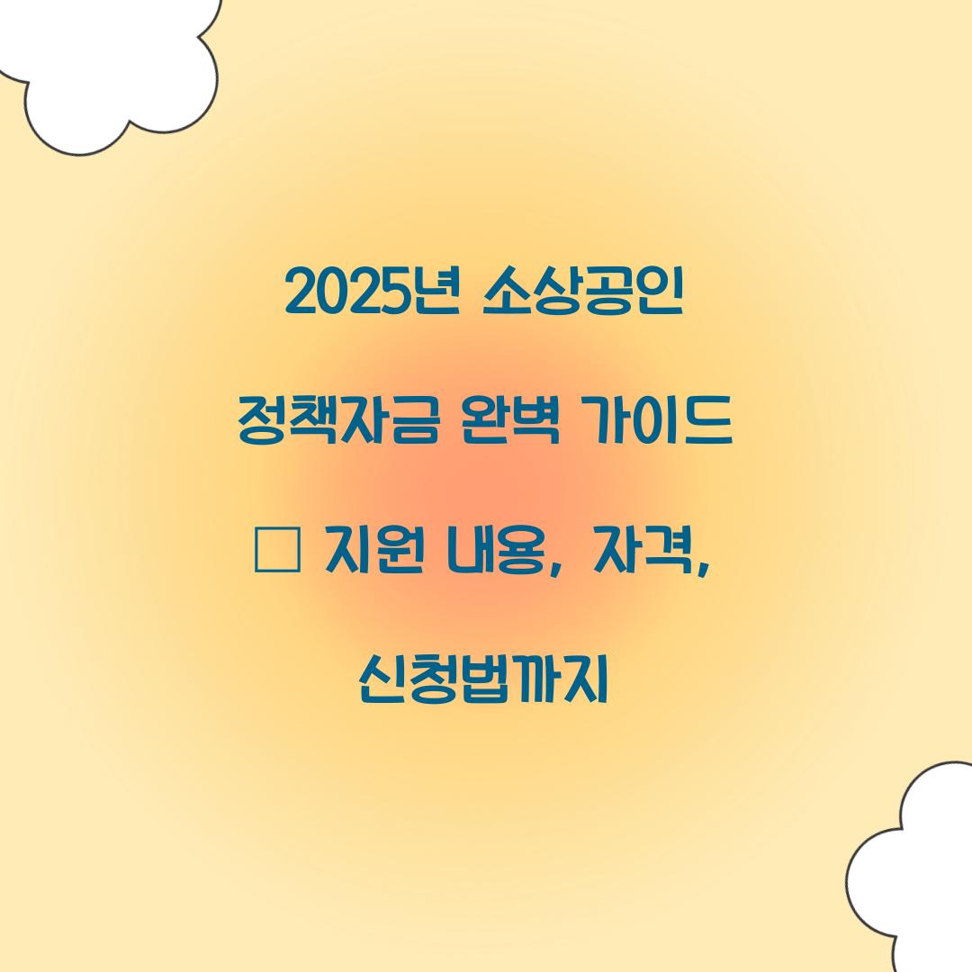 2025년 소상공인 정책자금