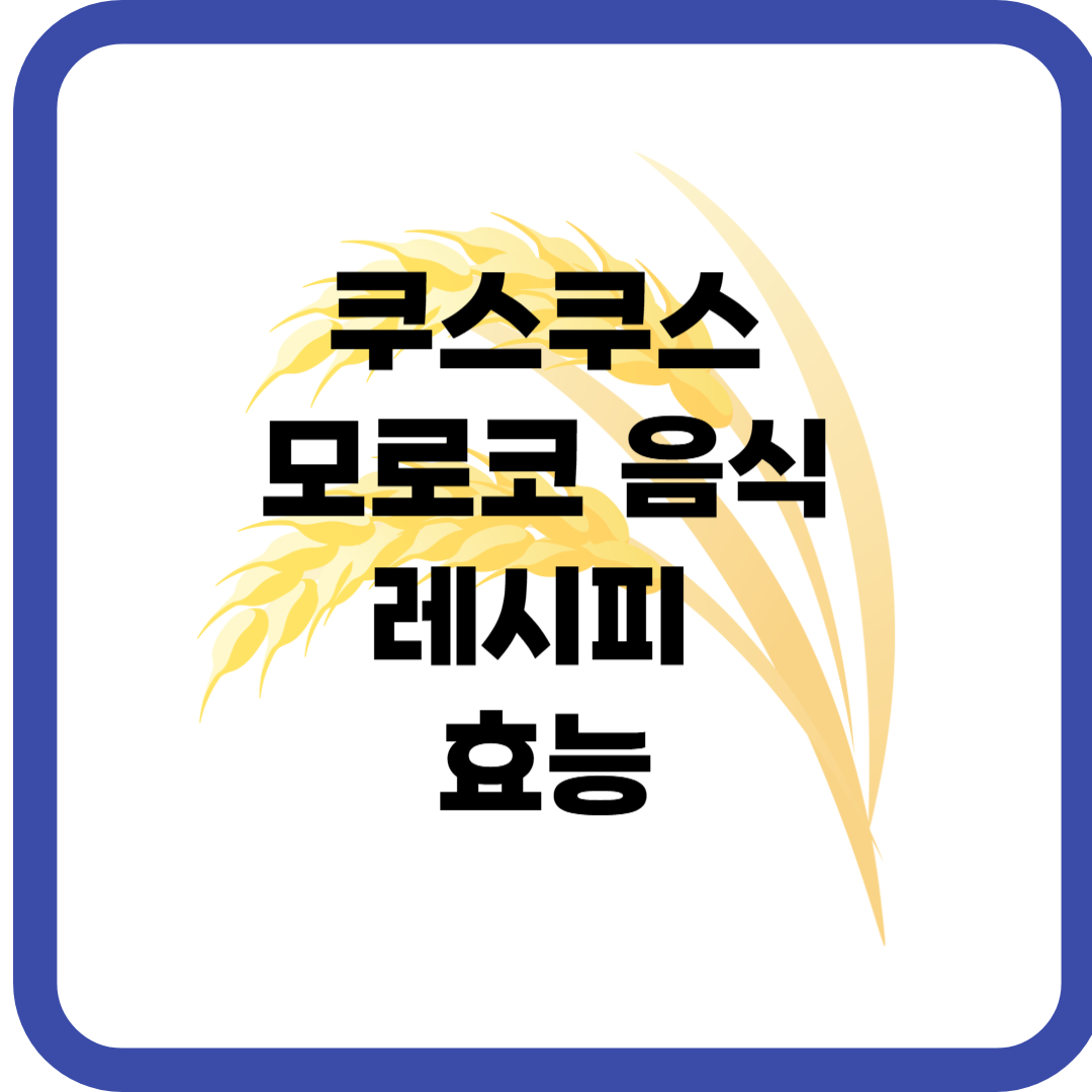 쿠스쿠스 모로코 음식 레시피 효능