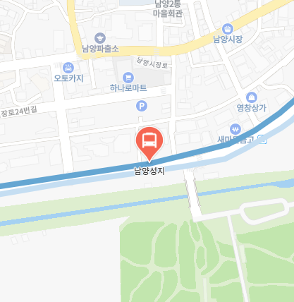 남양성지에서 인천공항 리무진 공항버스(8822번) 지도 위치