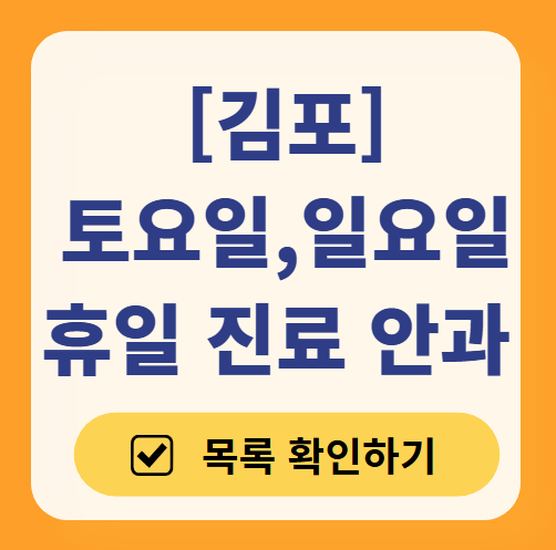 김포 일요일 문 여는 안과 목록 ❘ 토요일, 주말, 공휴일 진료 영업 병원 찾기
