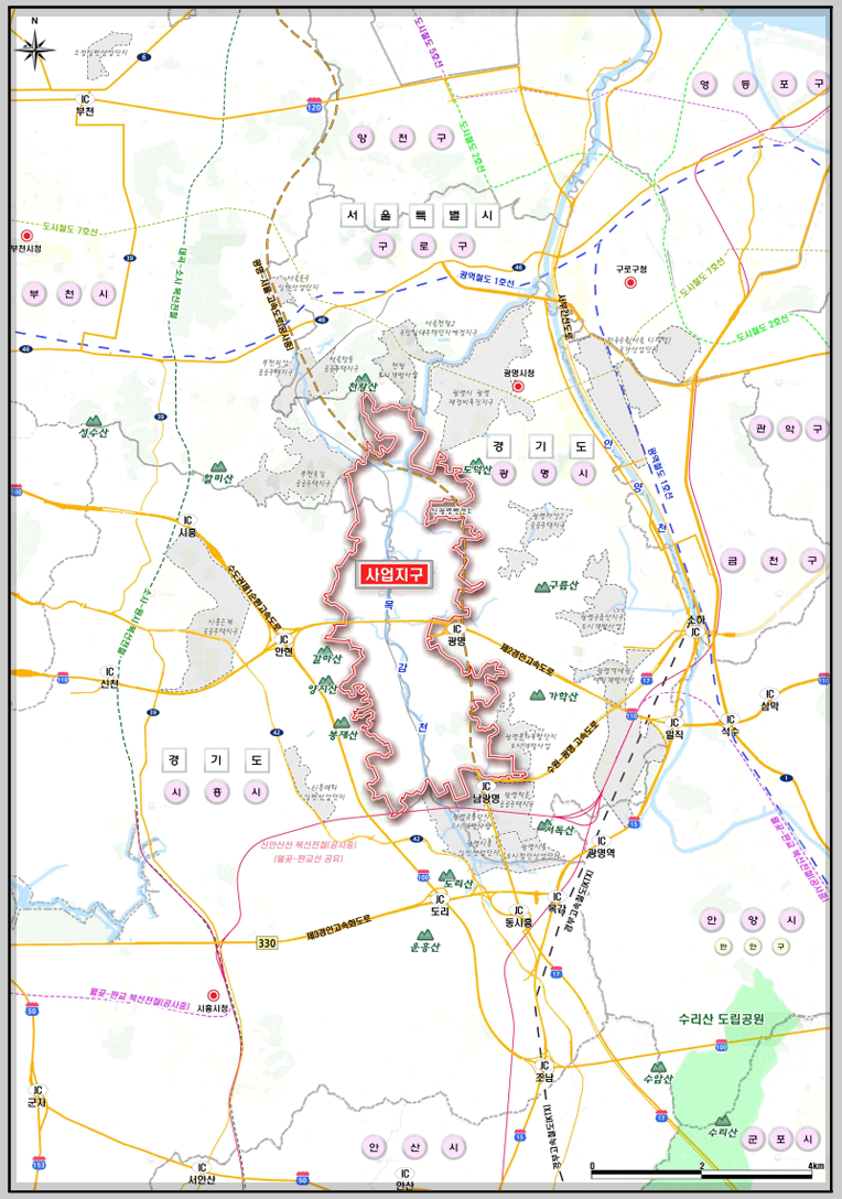 광명시흥 공공주택지구 사업지구 위치도