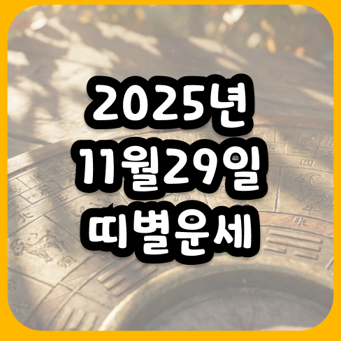 2025년11월29일 띠별운세 당신에게 찾아올 놀라운 행운의 전조