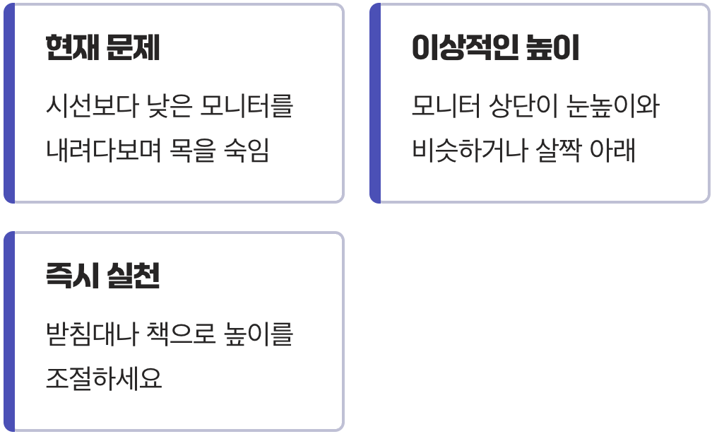 가장 쉬운 해결책&amp;#44; 모니터 높이 조절