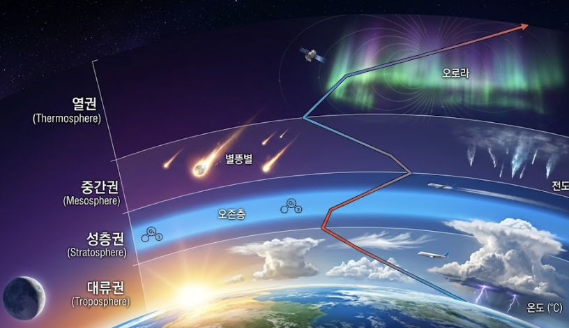 지구를 지키는 투명한 층층의 성벽, 대기의 수직 구조와 층별 특징 가이드