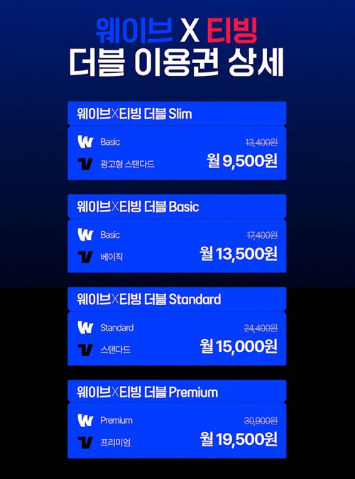 티빙 웨이브 더블요금제 통합요금제