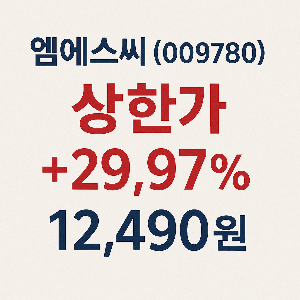 엠에스씨(009780) 상한가