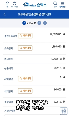종합소득세 확정신고 모두채움 대상자,신고방법,환급액,신고기간