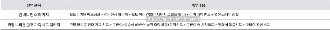 2026 아르카나 1.6 GTe 컨비니언스 패키지, 카멜 브라운 인조 가죽 시트 패키지 선택 품목
