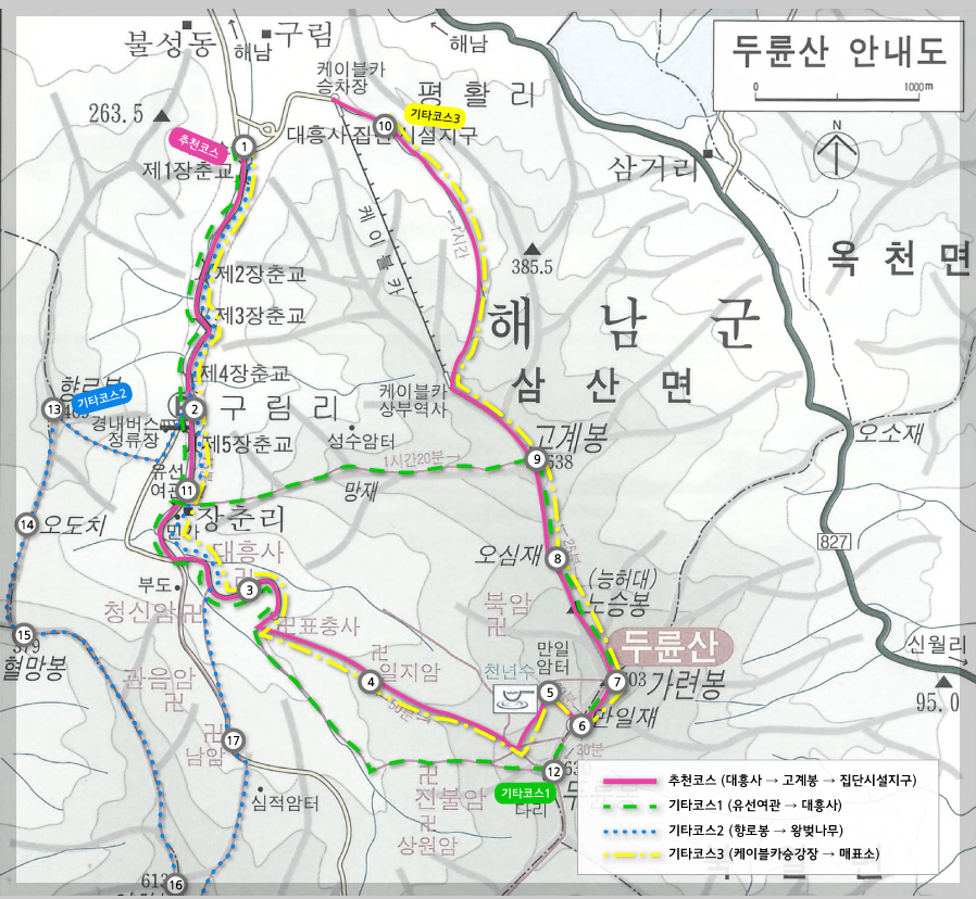 두륜산 등산코스 추천, 등산지도 등 쉬운 가이드
