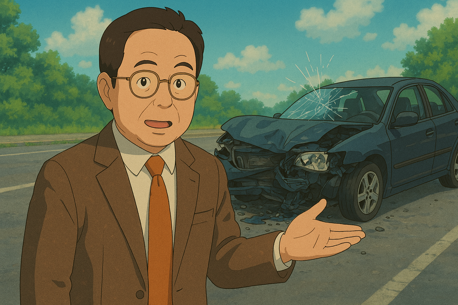 한문철 변모사가 교통사고 현장면 모습