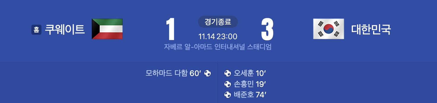 한국 승리 쿠웨이트전 하이라이트 : 손흥민, 배전호, 오세훈