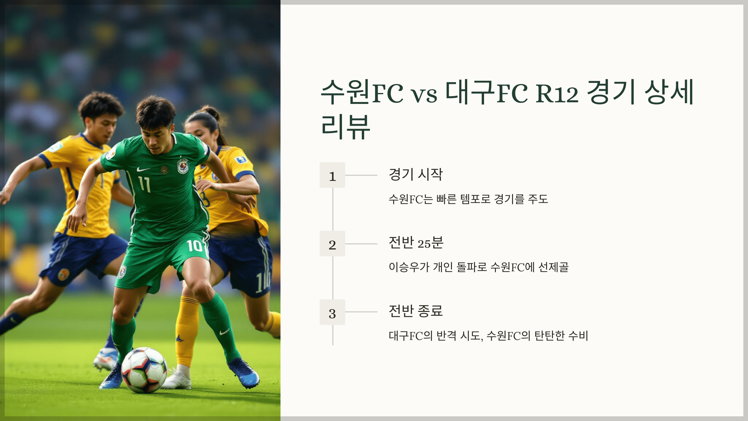수원FC vs 대구FC R12 경기 상세 리뷰