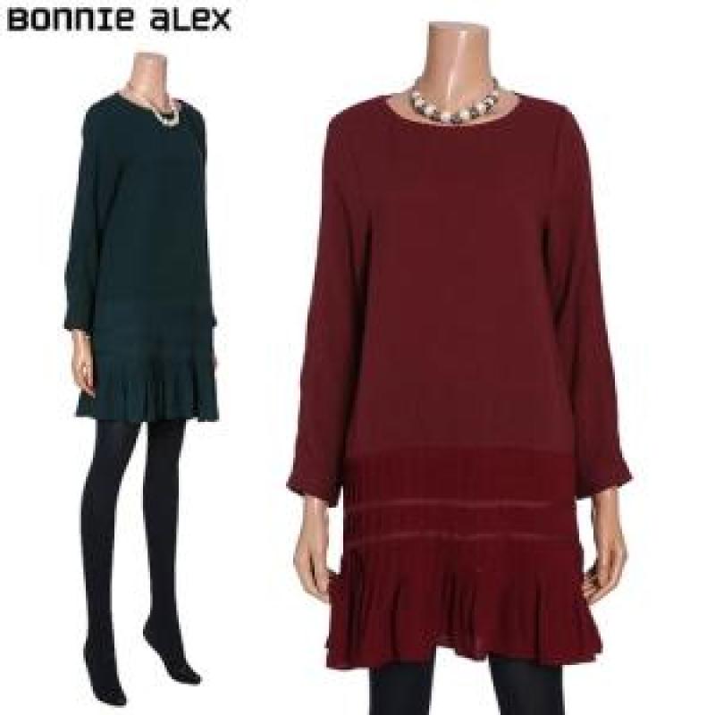 보니알렉스 밑단 배색 주름원피스 BCOZ116A