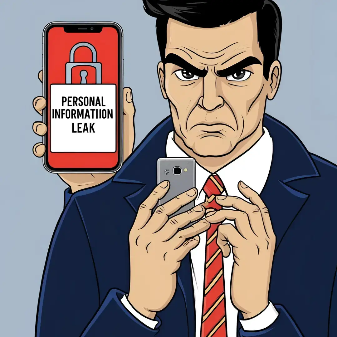 SKT 유심 무상 교체 필요성을 경고하는 개인정보 유출 일러스트. 유심 무료 교체 방법을 통해 통신 보안 위협에 대비해야 함을 강조