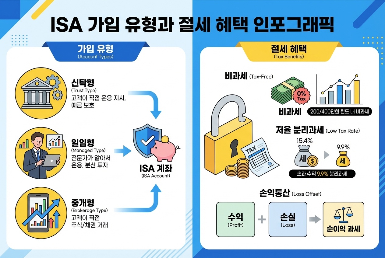 ISA 일반형&middot;서민형&middot;농어민형 가입 조건과 절세 혜택을 비교하는 이미지