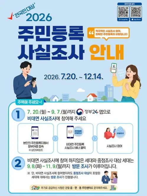 2026 주민등록 사실조사 비대면 참여 방법 (+정부24)