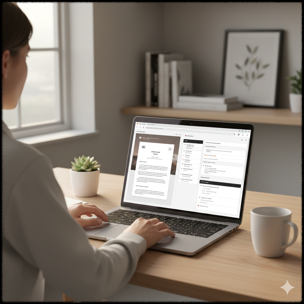 프롬프트를 디지털 상품 형태로 준비하는 작업 모습