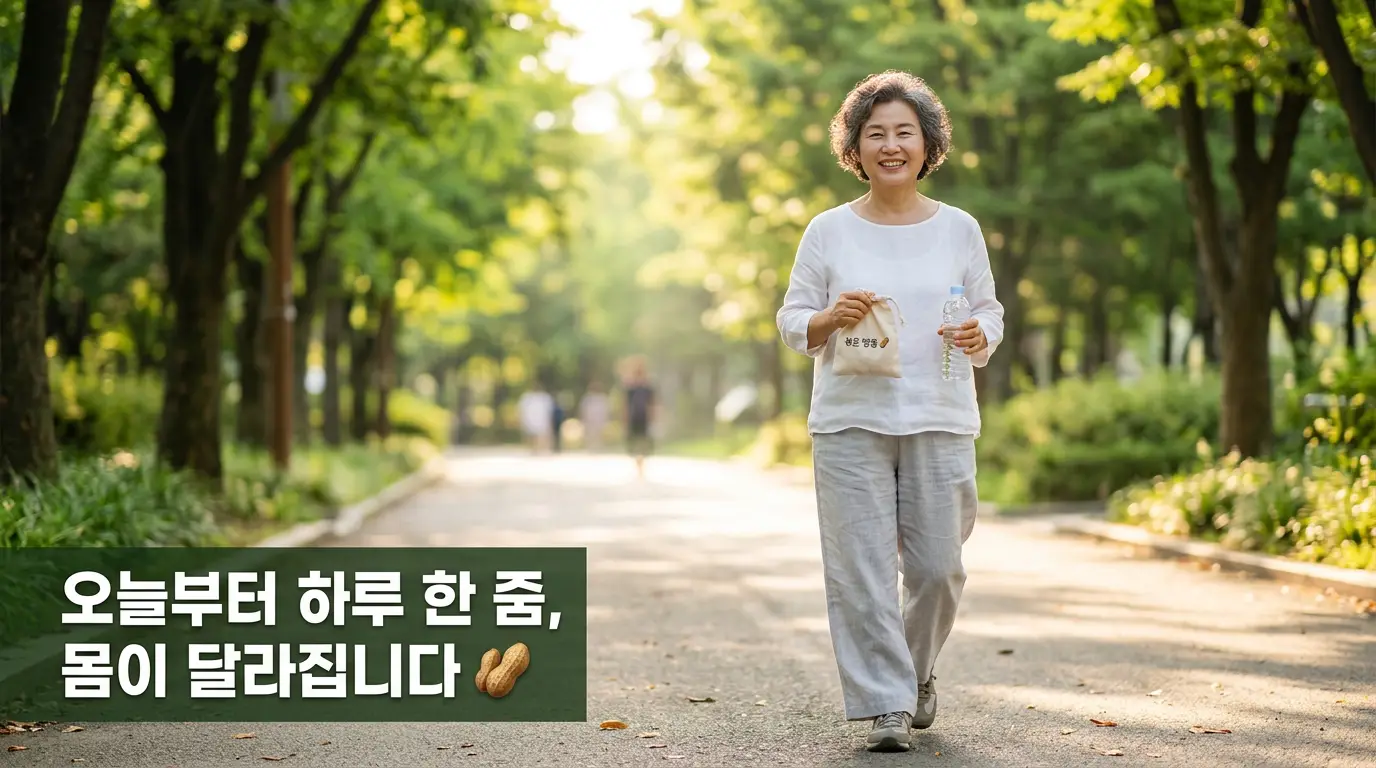 "땅콩 효능 매일 한 줌 건강한 일상 희망적 마무리 이미지