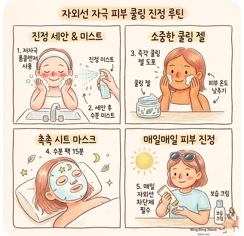 자외선 자극 피부 쿨링 진정 루틴 (Summer After Sun Cooling Care Routine)