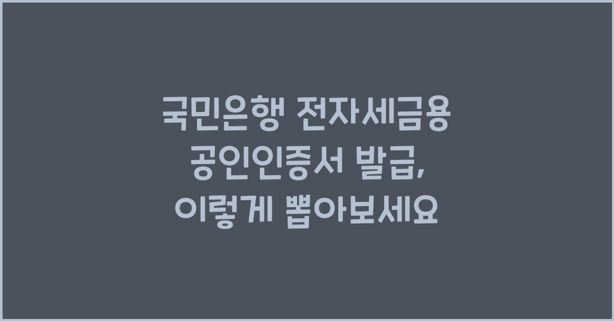 국민은행 전자세금용 공인인증서 발급
