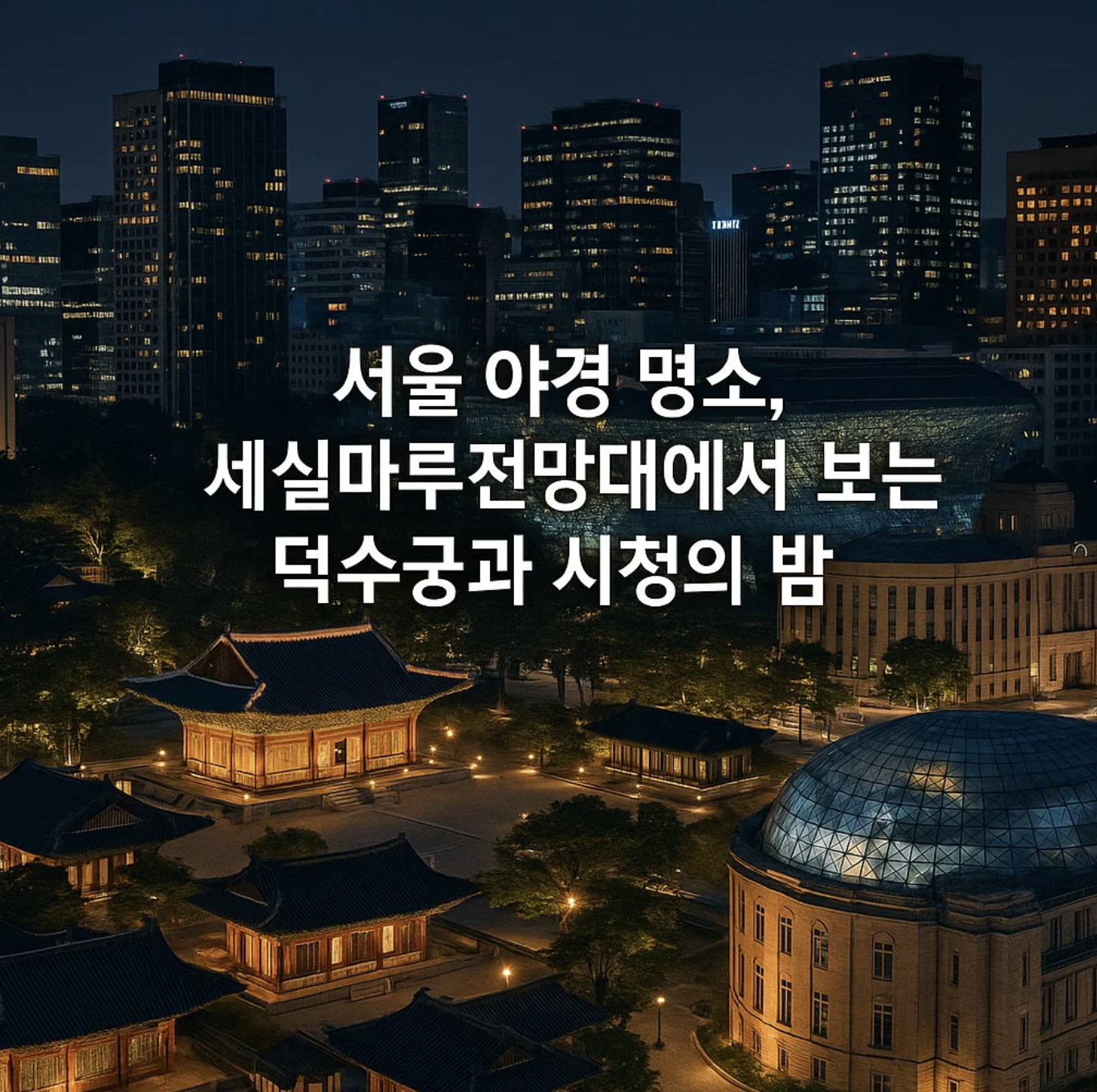 서울 야경 명소, 세실마루전망대에서 보는 덕수궁과 시청의 밤