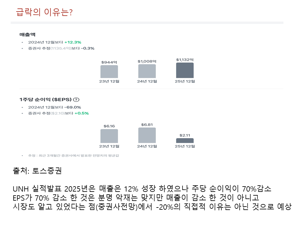 급락의 이유는 실적 때문인가?