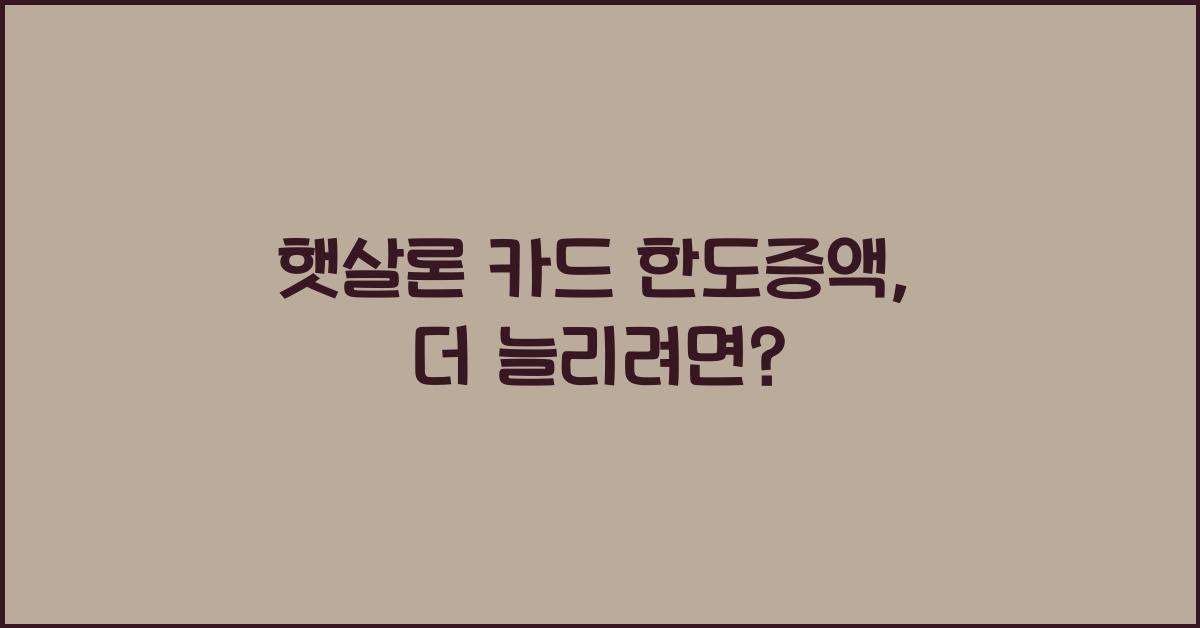 햇살론 카드 한도증액