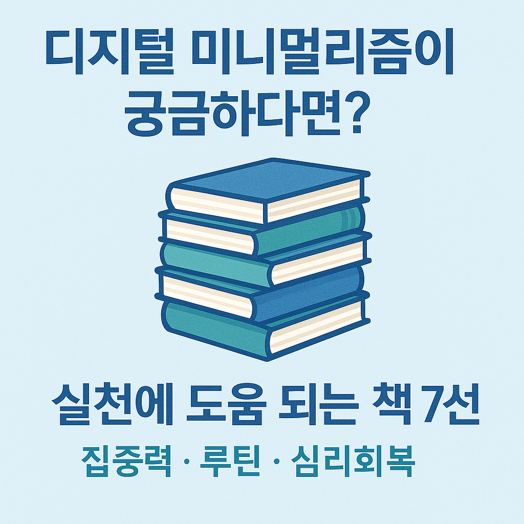 디지털 미니멀리즘을 위한 추천 책 7권을 표현한 배너 이미지