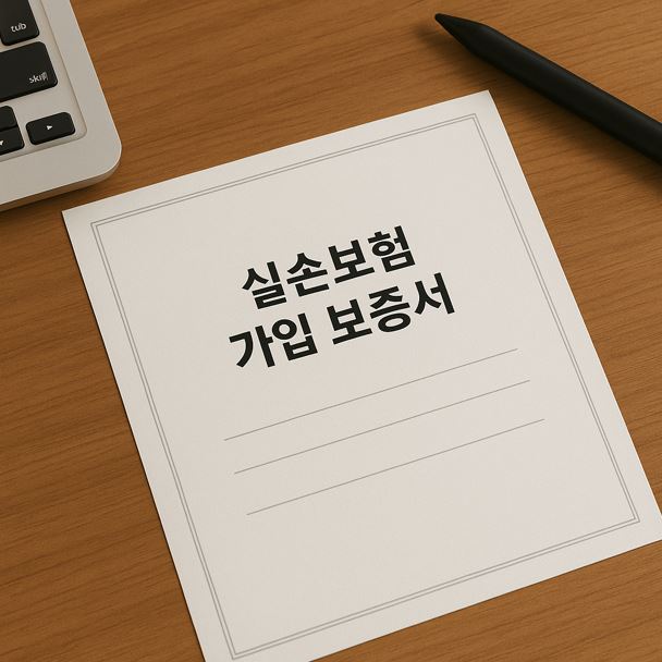 책상 위에 실손보험 가입 보증서가 놓여 있다.