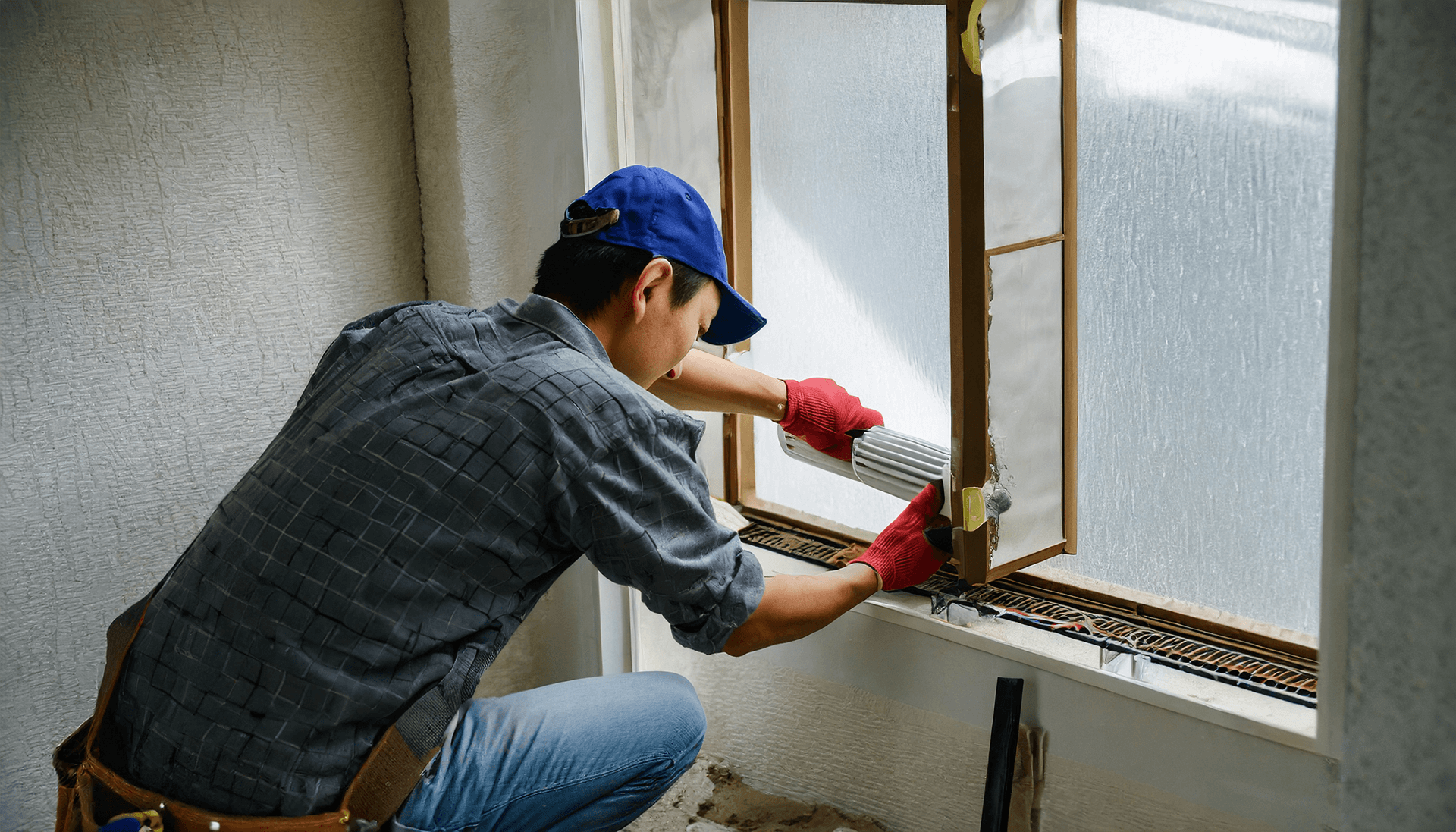 주거급여 신청 자격 창문 공사 하는 인부
