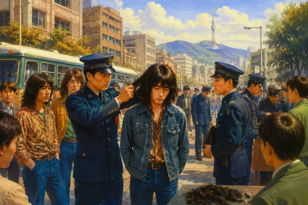 거리에서 머리 길이를 재던 시대, 1970년대 장발 단속