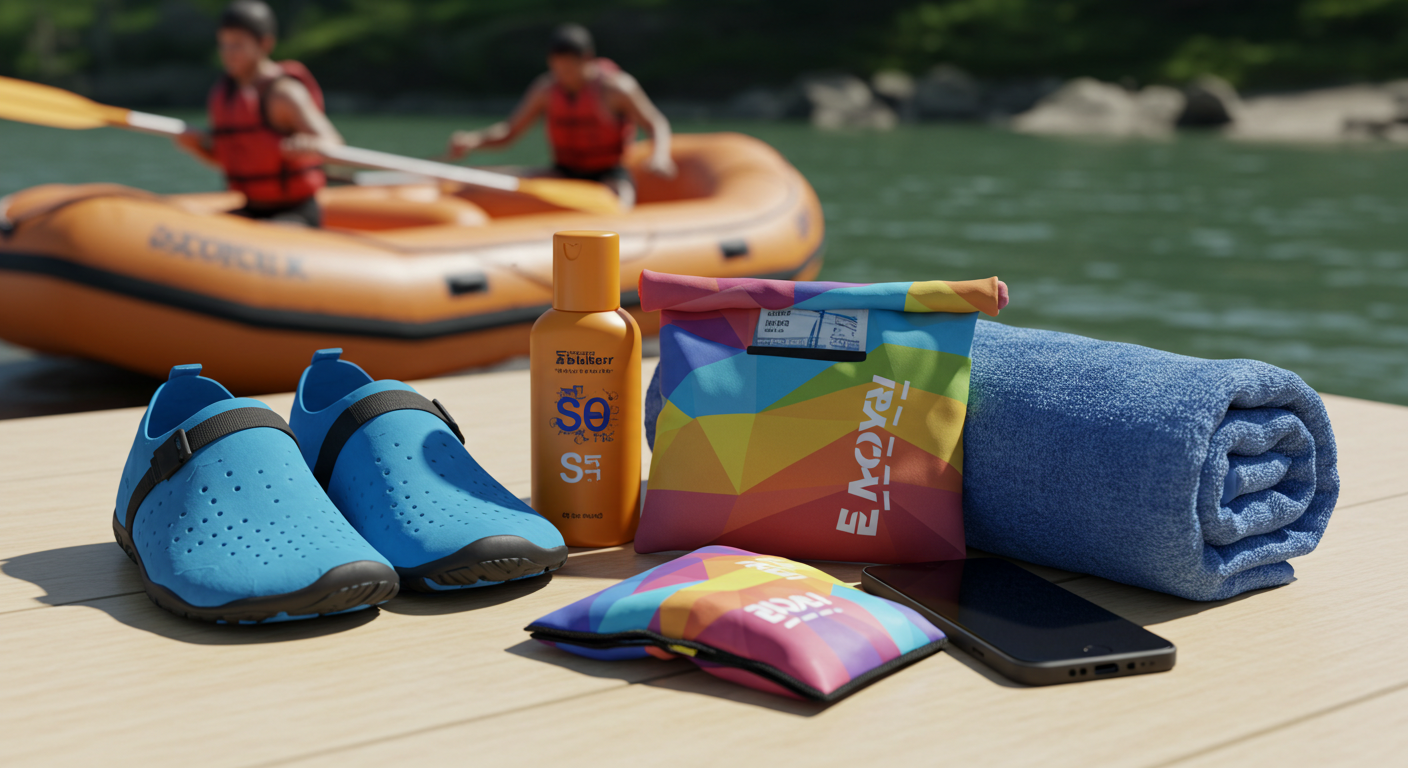 영월 동강 래프팅을 위한 방수팩, 아쿠아슈즈, 선크림 등 준비물