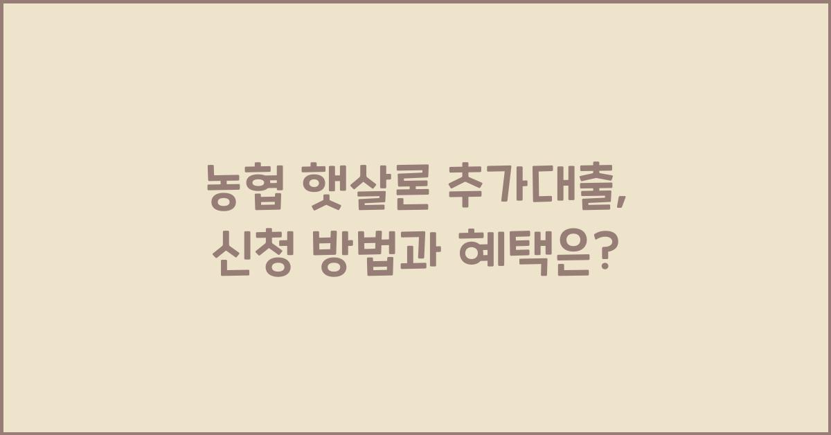 농협 햇살론 추가대출