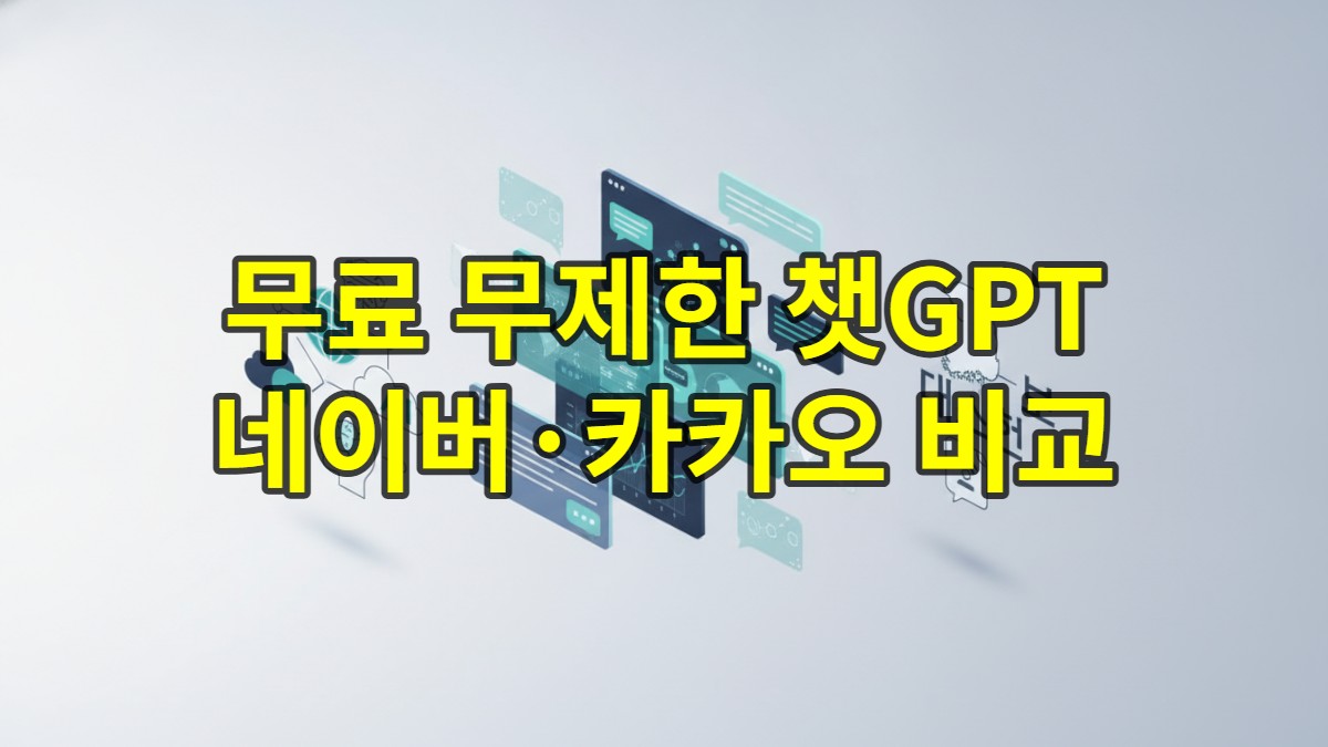 글로벌 대화형 AI 인터페이스와 국내 포털 AI 서비스를 시각적으로 대조한 미니멀 3D 일러스트레이션