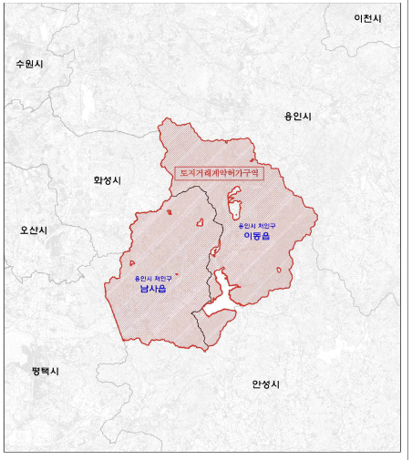 토지거래허가구역 - 남사읍, 이동읍