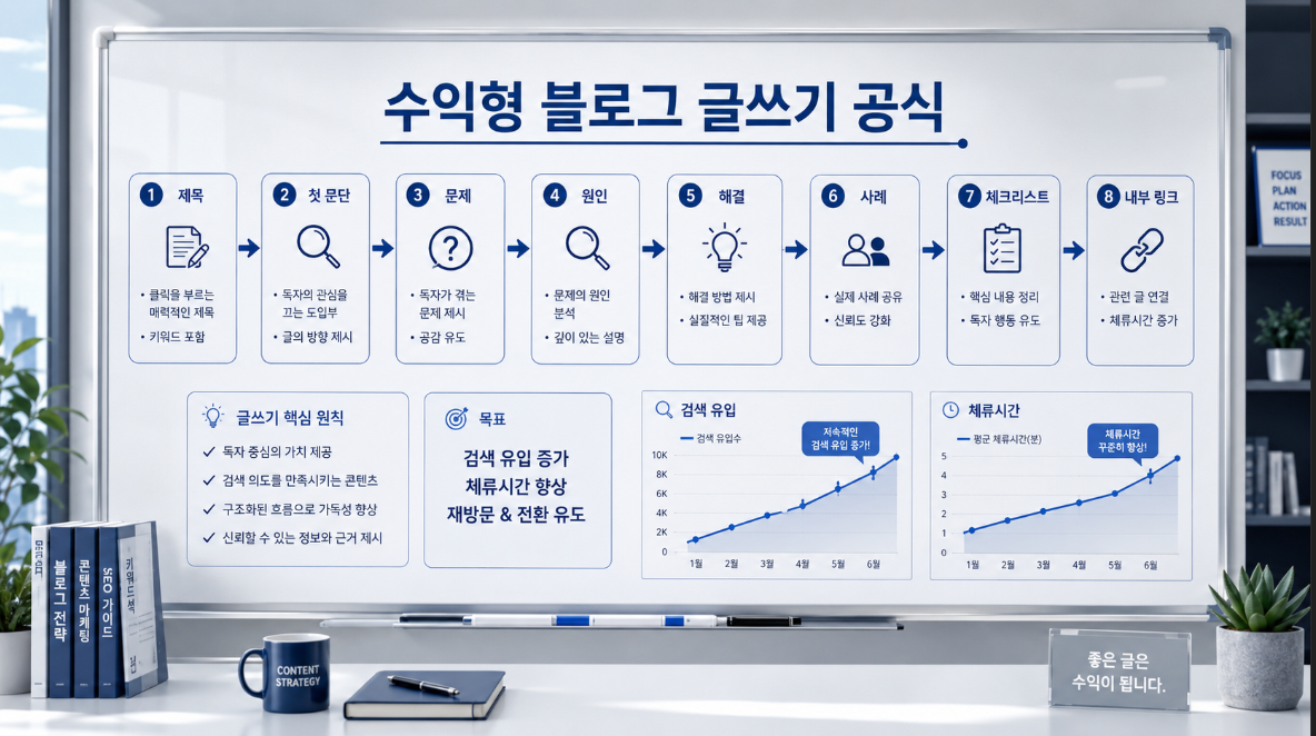 애드센스 수익형 블로그 글쓰기의 제목 첫 문단 문제 원인 해결 내부 링크 구조 이미지
