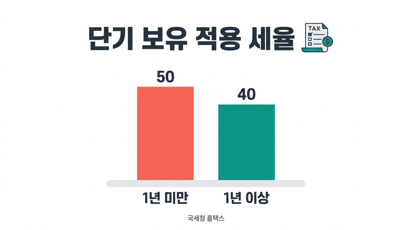 토지 양도소득세 계산기 단기 보유 적용 세율