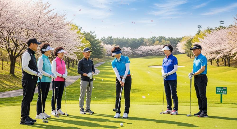 파크골프 지도사가 강습하는 사진