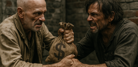 서로의 돈을 뺏으려 하는 빈민들 이미지