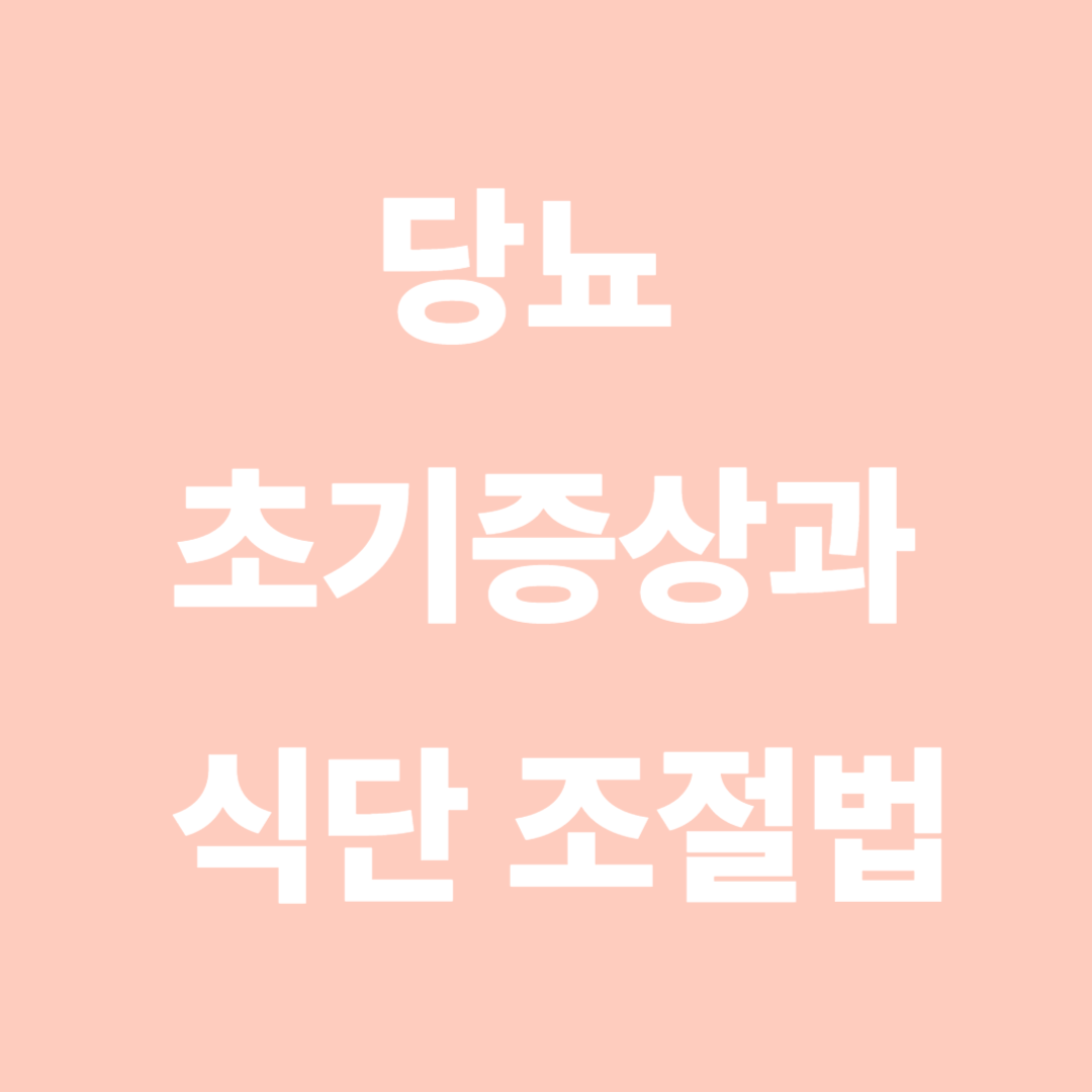 당뇨 증상 식단