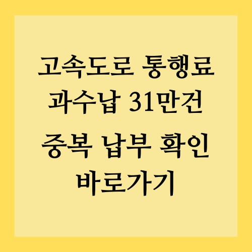 고속도로 통행료 과수납 31만건, 중복 납부 확인 바로가기